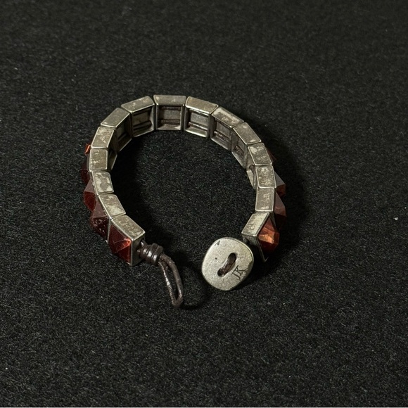 Jewel Kade Silver and Red Geometric Bracelet - Picture 2 of 3